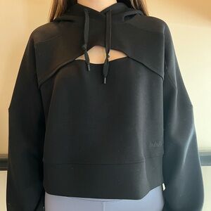 Black Lululemon hoodie cropped with cut out